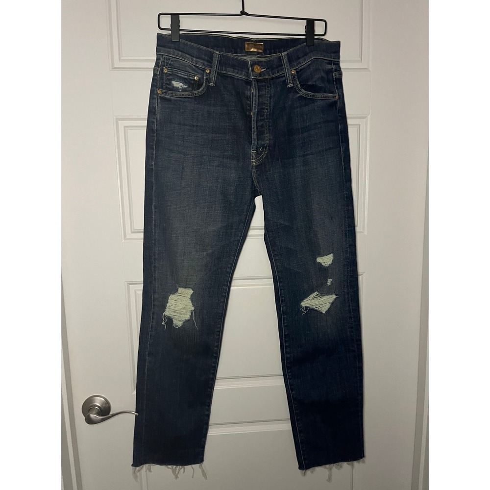 Mother Scrapper Cuff Ankle Fray Jeans Wicked Wildflower Size 27